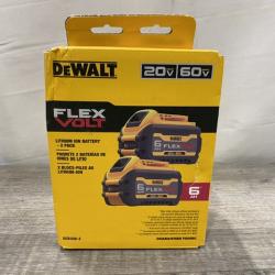 NEW - DEWALT FLEXVOLT 20V/60V MAX Lithium-Ion 6.0Ah Battery Pack (2 Pack)