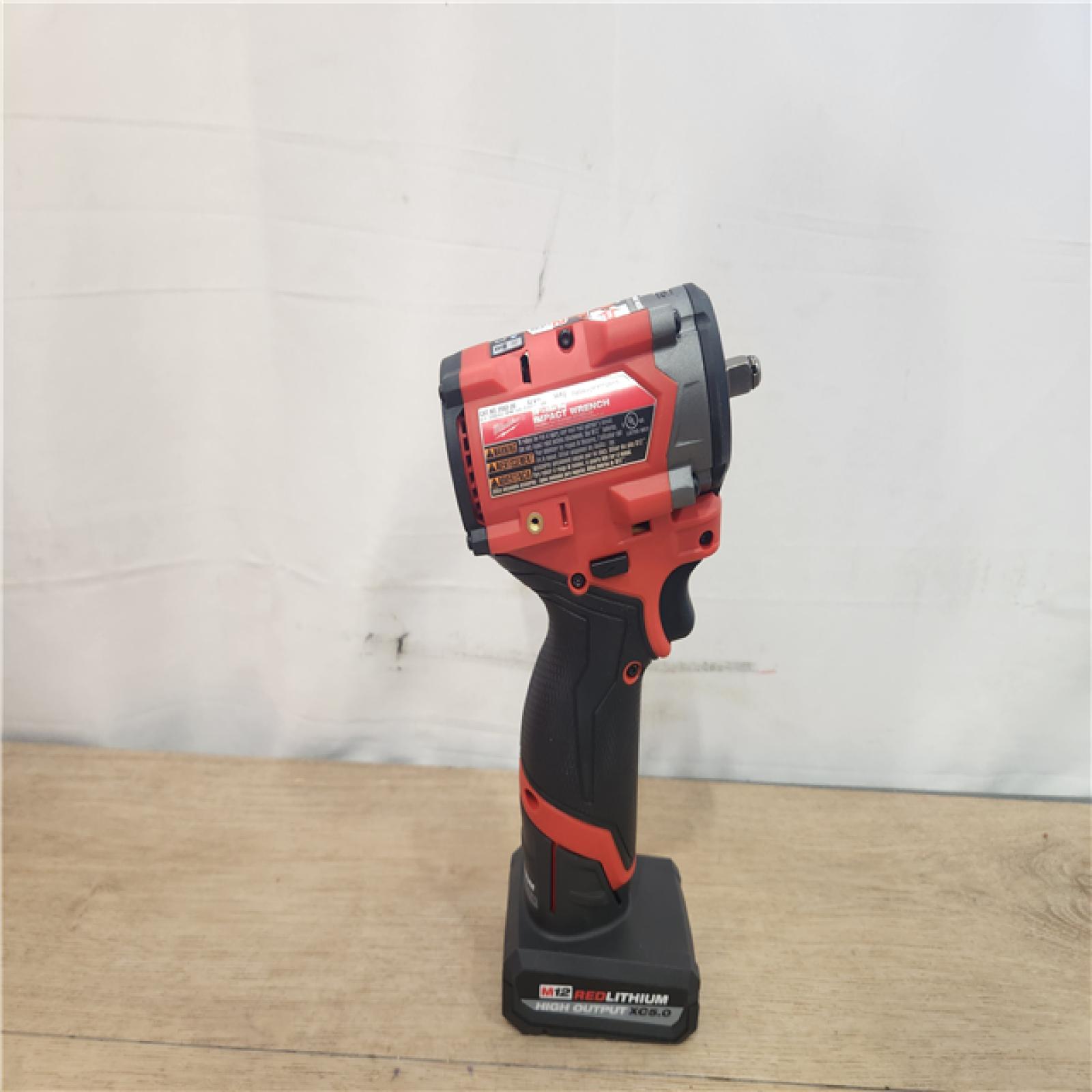 AS-IS- Milwaukee FUEL 12V Li-Ion Brushless Cordless Stubby 3/8 in. Impact Wrench Kit