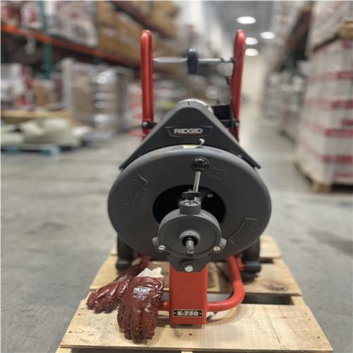 DALLAS LOCATION- AS-IS RIGID K-750 Auger Drum Machine with Autofeed And Gloves (DRAIN SNAKE NOT INCLUDED)