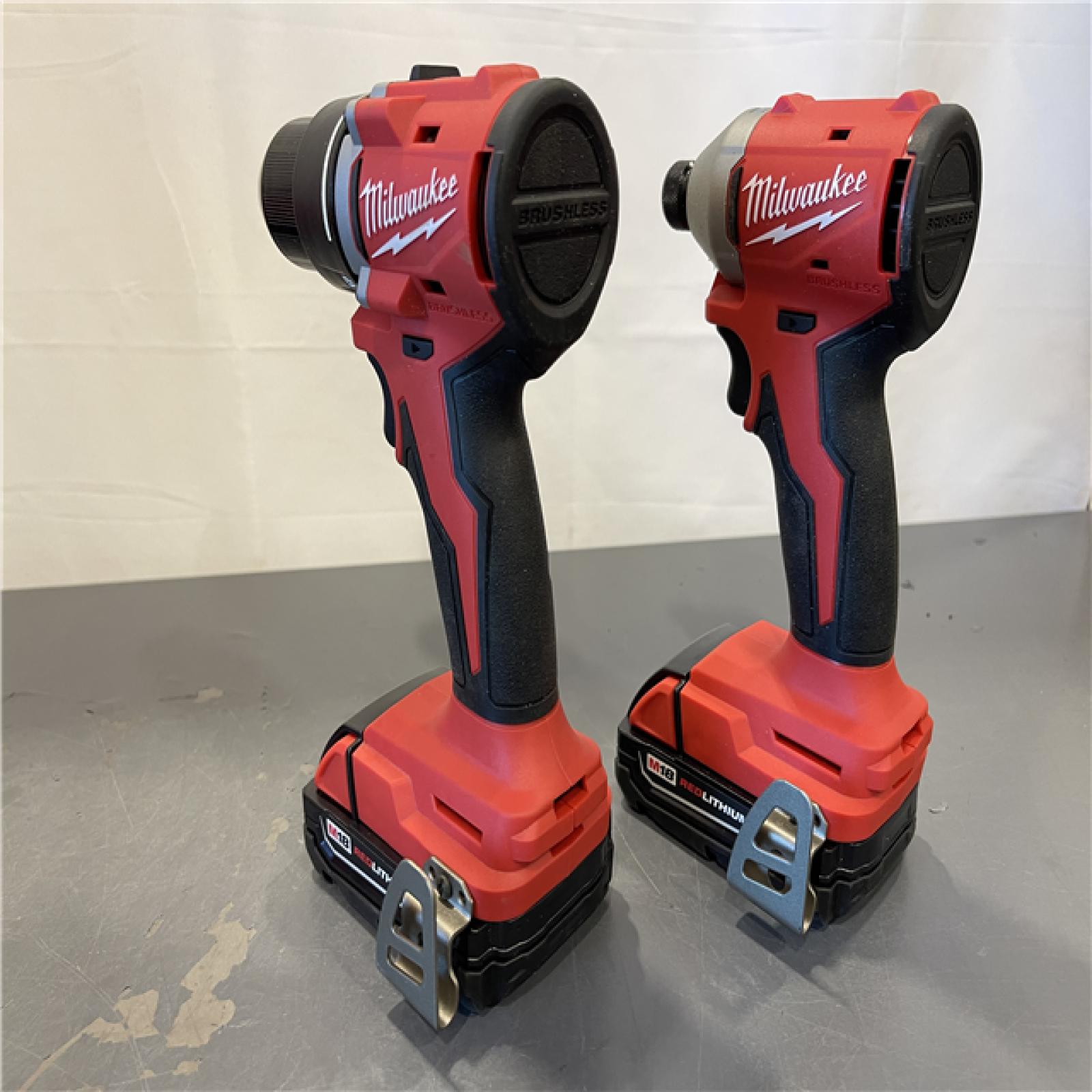 AS-IS - Milwaukee M18 18V Lithium-Ion Brushless Cordless Compact Drill/Impact Combo Kit