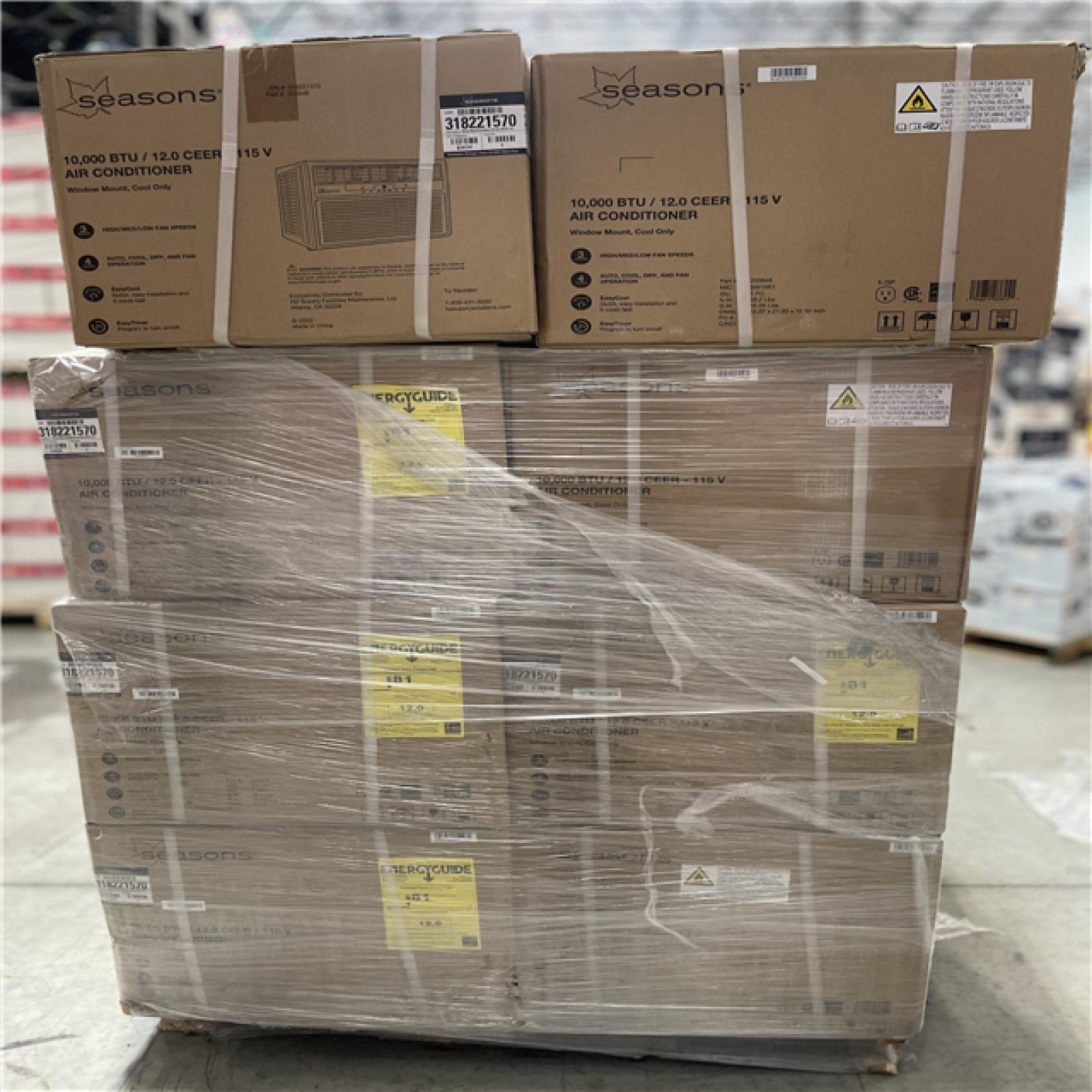 DALLAS LOCATION- SEASONS 10 000 BTU AIR CONDITIONER PALLET-(16 UNITS)