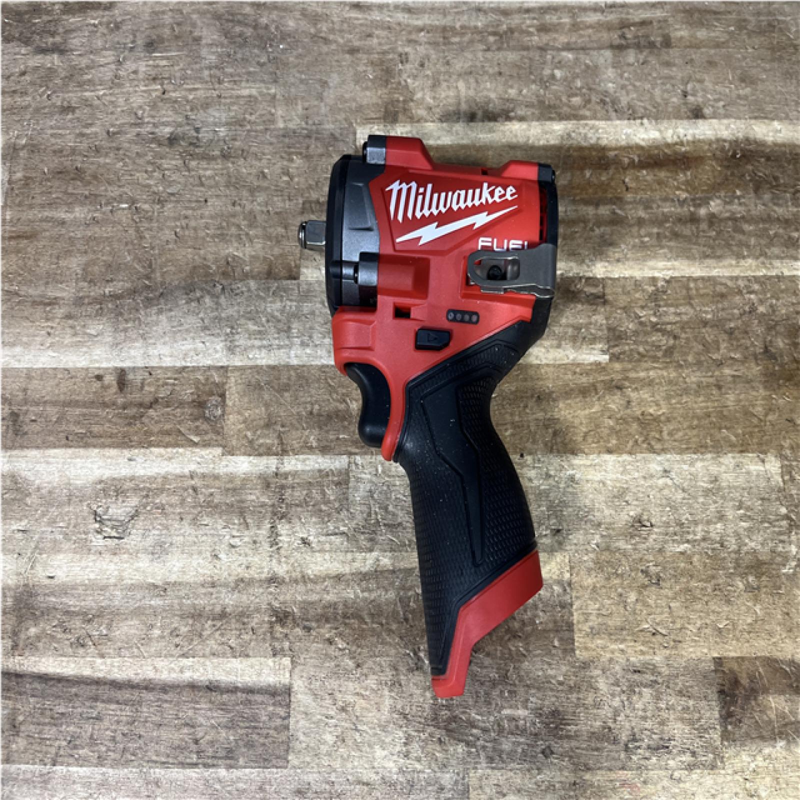 Houston Location AS-IS Milwaukee FUEL 12V Lithium-Ion Brushless Cordless Stubby 3/8 in. Impact Wrench (Tool-Only)