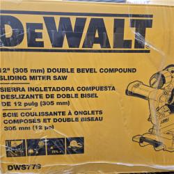 NEW- DEWALT 15 Amp Corded 12 in. Double Bevel Sliding Compound Miter Saw, Blade Wrench and Material Clamp