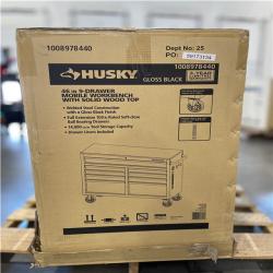 DALLAS LOCATION- AS-IS HUSKY 46 in. W x 18 in. D 9-Drawer Mobile Workbench Cabinet Gloss Black/Woodtop