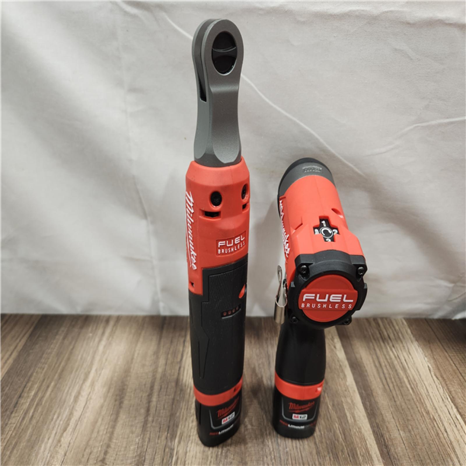 AS-IS- Milwaukee M12 FUEL 12V Lithium-Ion Cordless 3/8 in. Ratchet and 1/4 in. Impact Driver Kit