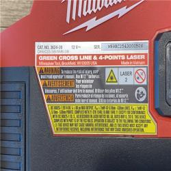 AS-IS Milwaukee 3624-20 12V M12 Lithium-Ion Cordless Green Beam Cross Line & 4-Points Laser