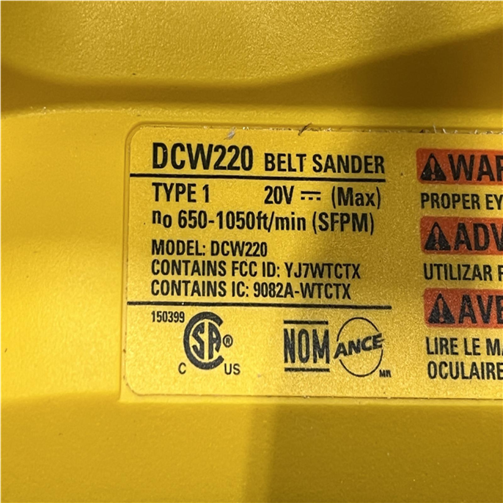 AS-IS DEWALT 20V MAX* XR Brushless Cordless Belt Sander (Tool-Only)