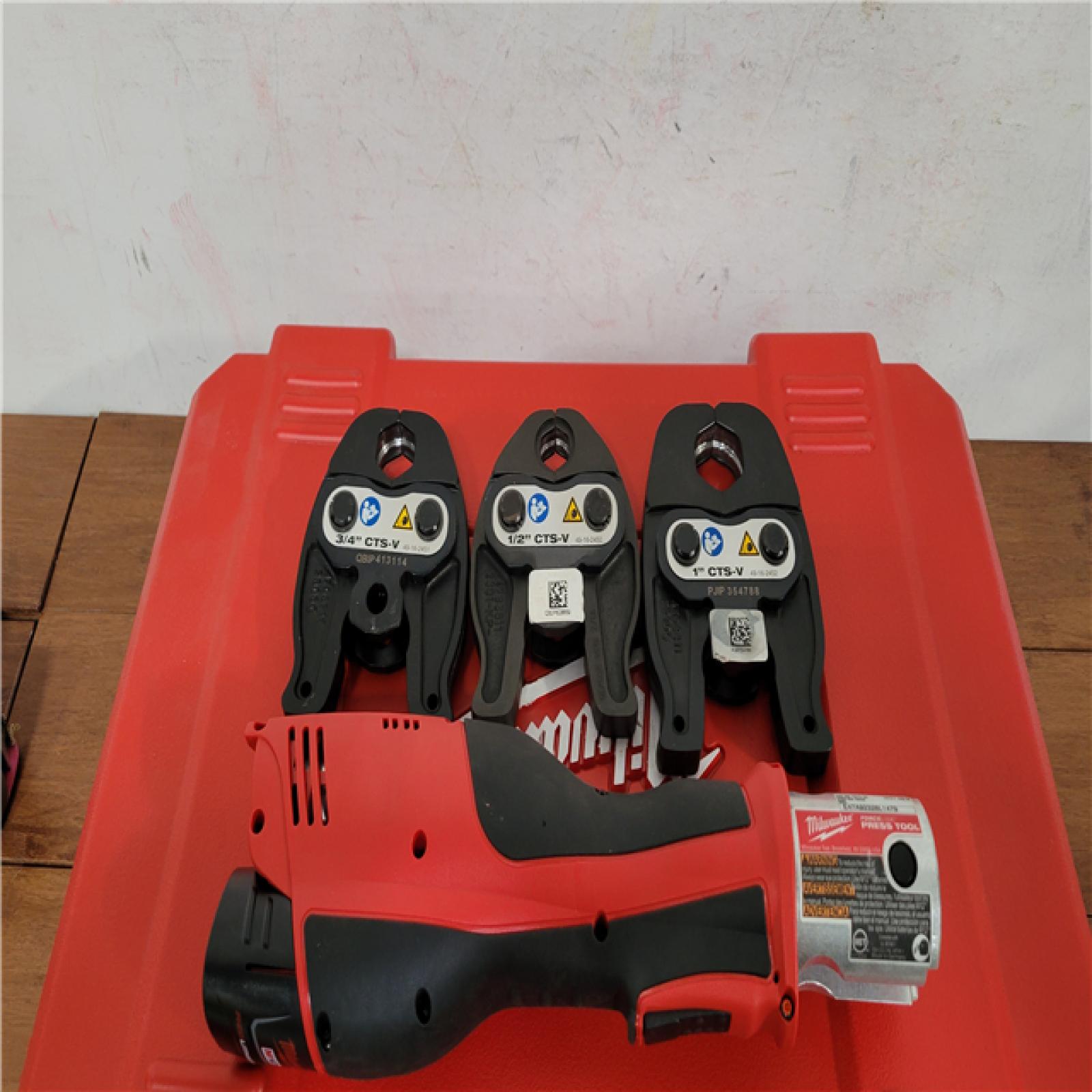 California AS-IS Milwaukee M12 Force Logic Press Tool Kit  Includes (2) Batteries  Charger and Hard Case