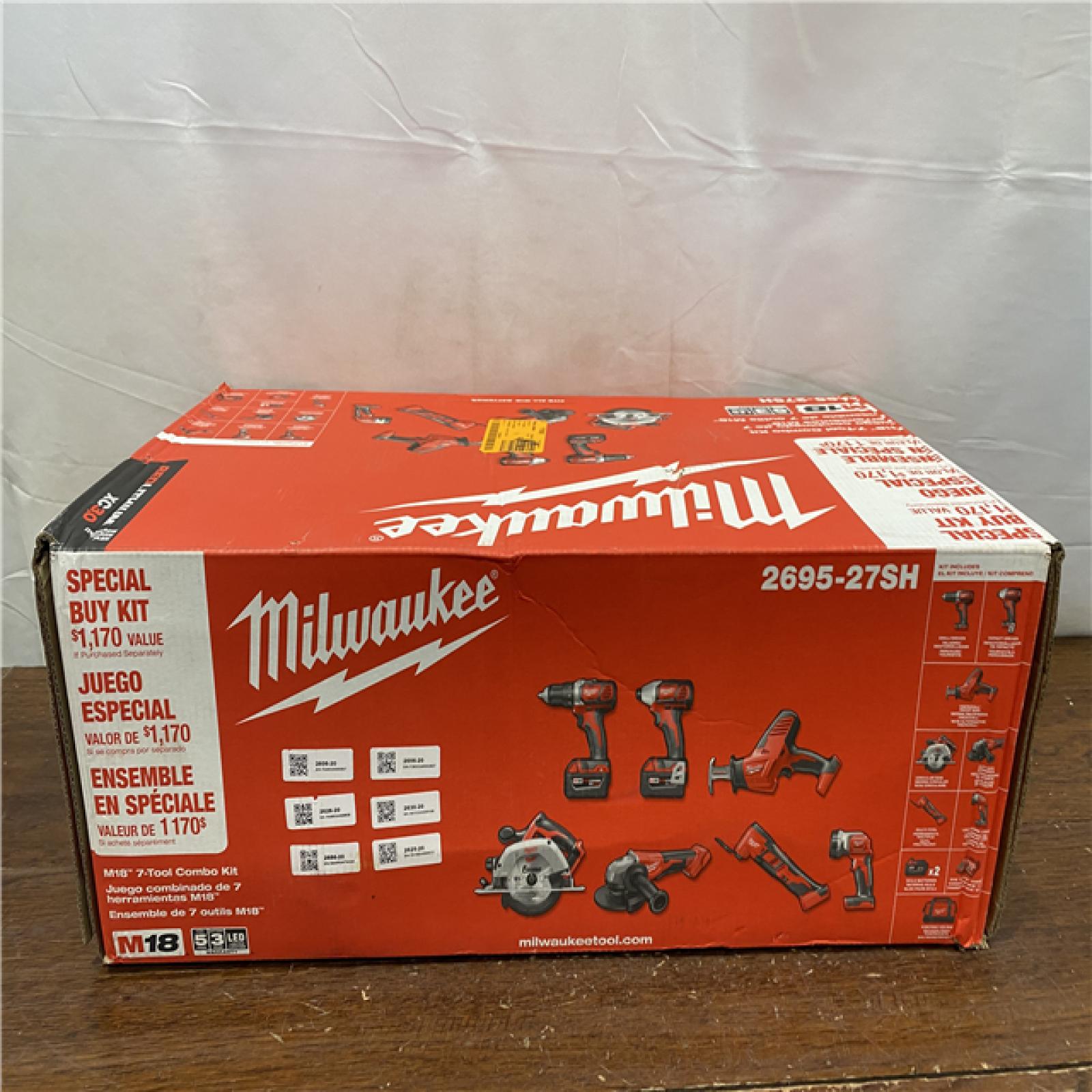 NEW Milwaukee M18 18-Volt Lithium-Ion Cordless Combo Kit 7-Tool with 2-Batteries, Charger and Tool Bag