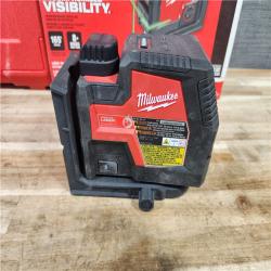 HOUSTON LOCATION - AS-IS Milwaukee 100 ft. REDLITHIUM Lithium-Ion USB Green Rechargeable Cross Line Laser Level with Charger