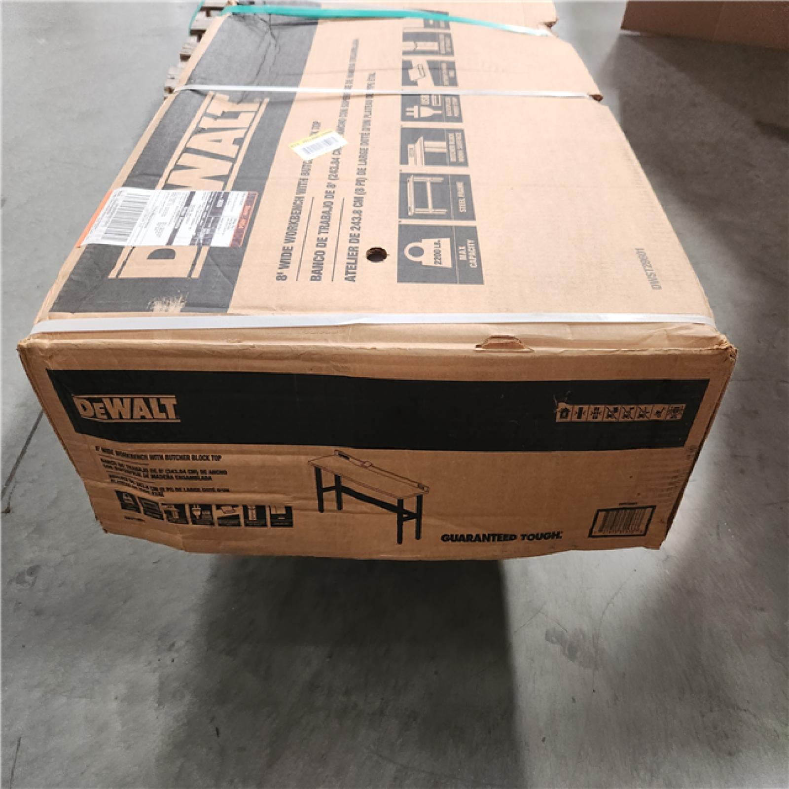 CALIFORNIA AS-IS DEWALT 8' WIDE WORKBENCH WITH BUTCHER BLOCK TOP