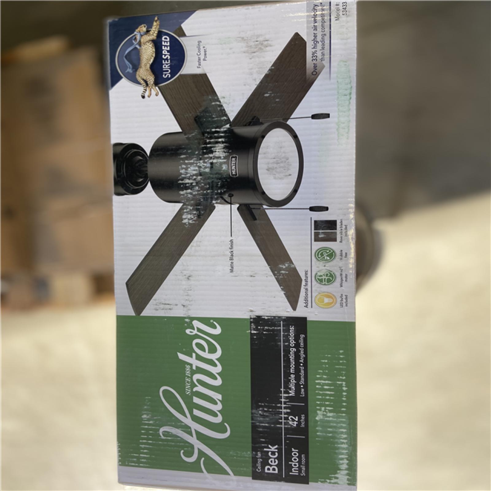NEW! - Hunter Beck 42 in. LED Indoor Matte Black Ceiling Fan with Light