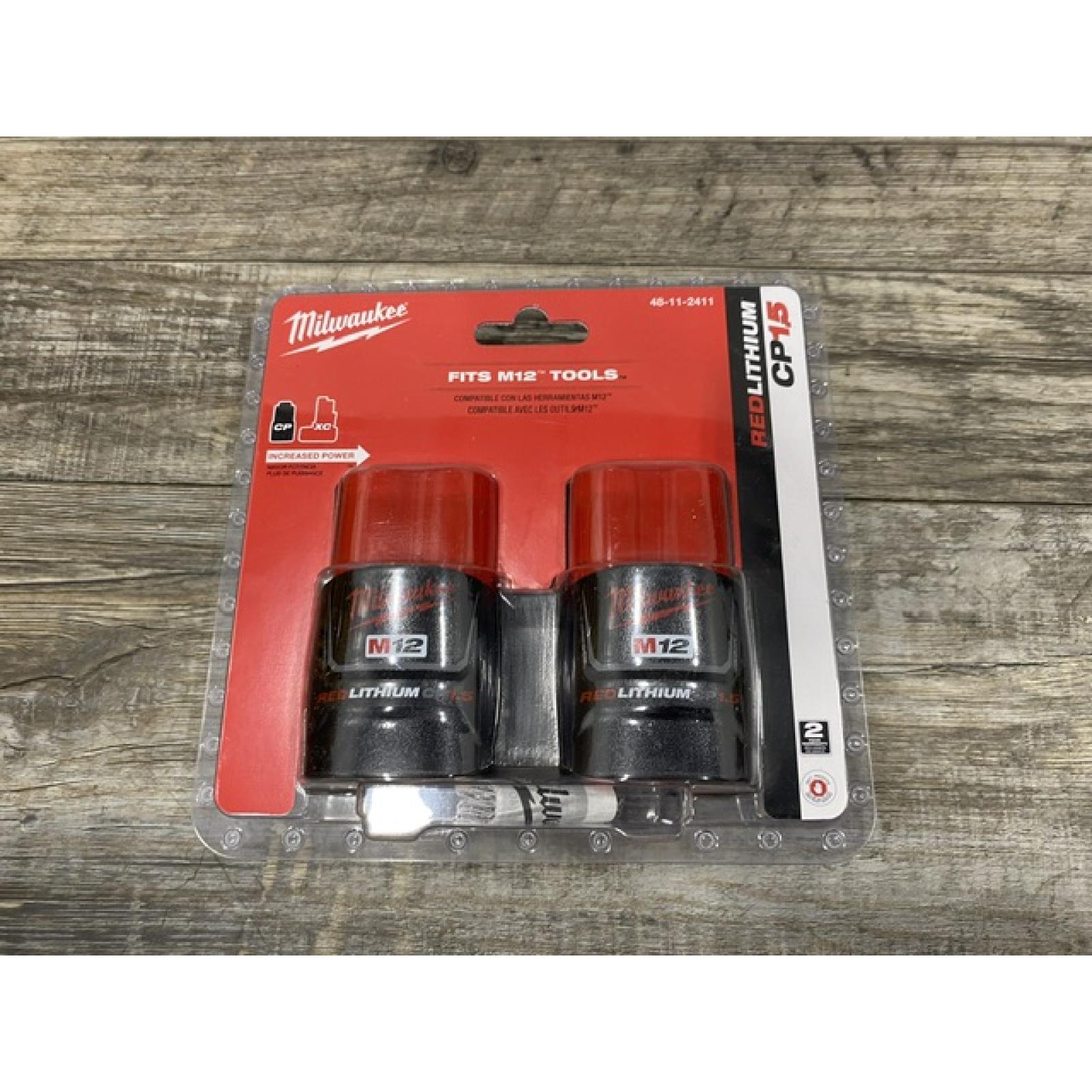 NEW - Milwaukee 12-Volt 1.5 Ah Lithium-Ion Compact Battery Pack (2-Pack)