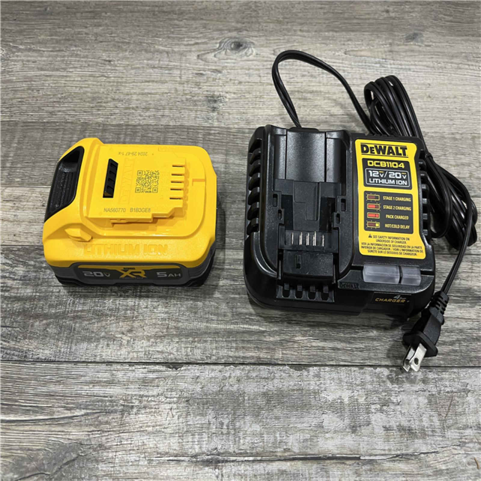 AS-IS DEWALT 20V MAX XR POWERSTACK Lithium-Ion Battery Starter Kit with 5.0Ah Battery and Charger