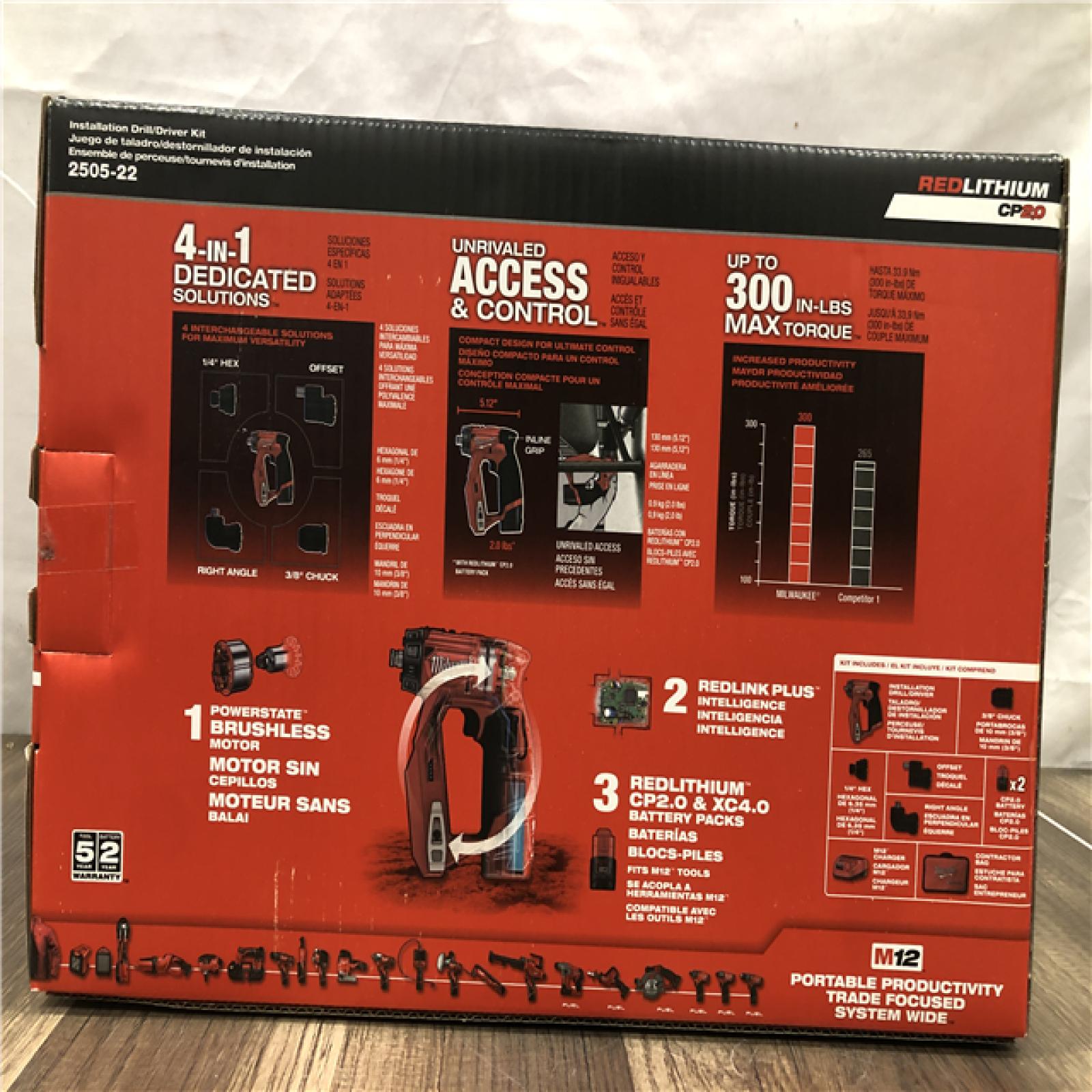 NEW- Milwaukee  FUEL 12V Lithium-Ion Brushless Cordless 4-in-1 Installation 3/8 in. Drill Driver Kit