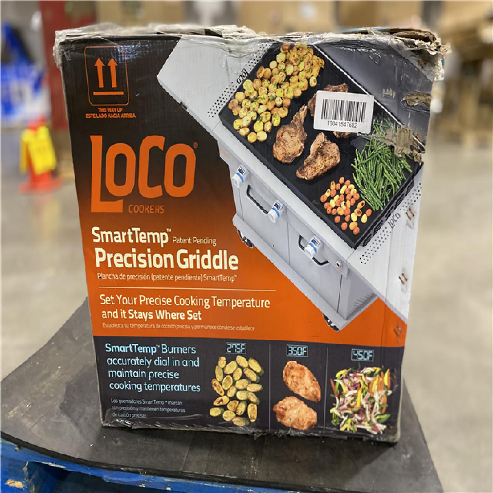 DALLAS LOCATION - LOCO Series II 36 in. 3-Burner Digital Propane SmartTemp Flat Top Grill / Griddle in Chalk Finish with Enclosed Cart and Hood