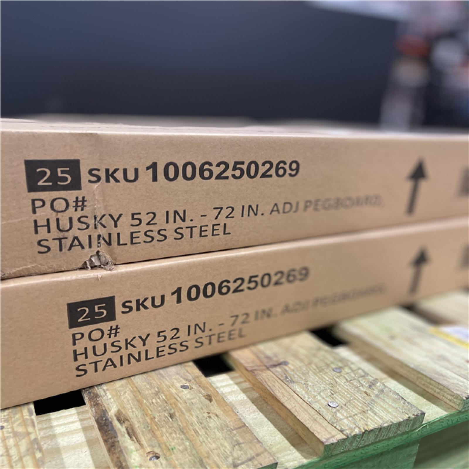 NEW! -  Husky 52 in. W to 72 in. W Stainless Steel Adjustable Pegboard -(2 units)