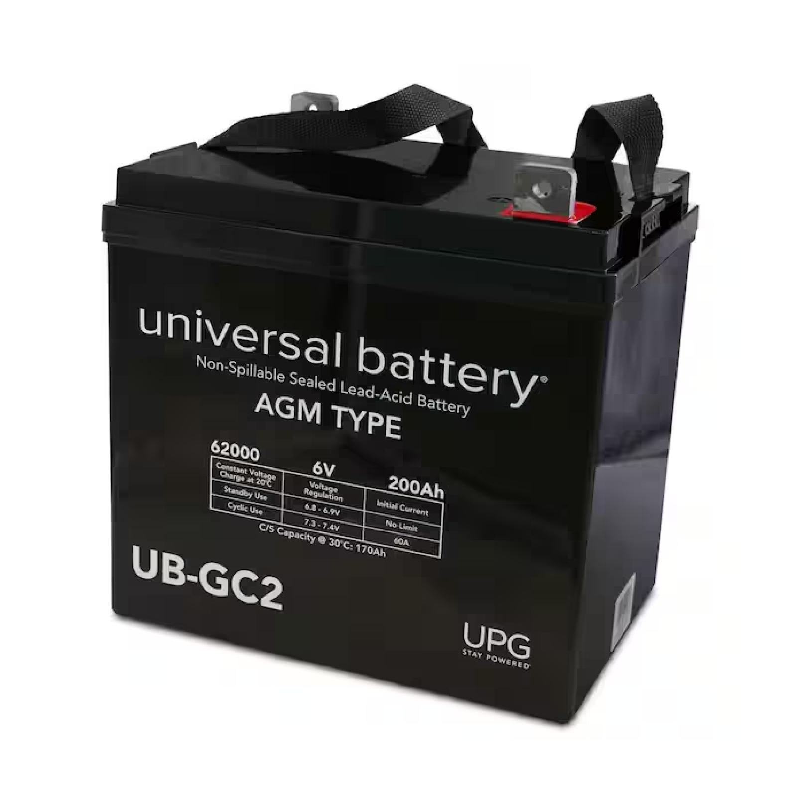 DALLAS LOCATION- NEW!- UPG 6-Volt 200 Ah L5 Terminal Sealed Lead Acid (SLA) AGM Rechargeable Battery