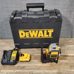 HOUSTON LOCATION - AS-IS (APPEARS LIKE NEW) DeWalt 12V MAX Lithium-Ion 100 Ft. Green Self-Leveling 3-Beam 360 Degree Laser Level with 2.0Ah Battery  Charger and Case