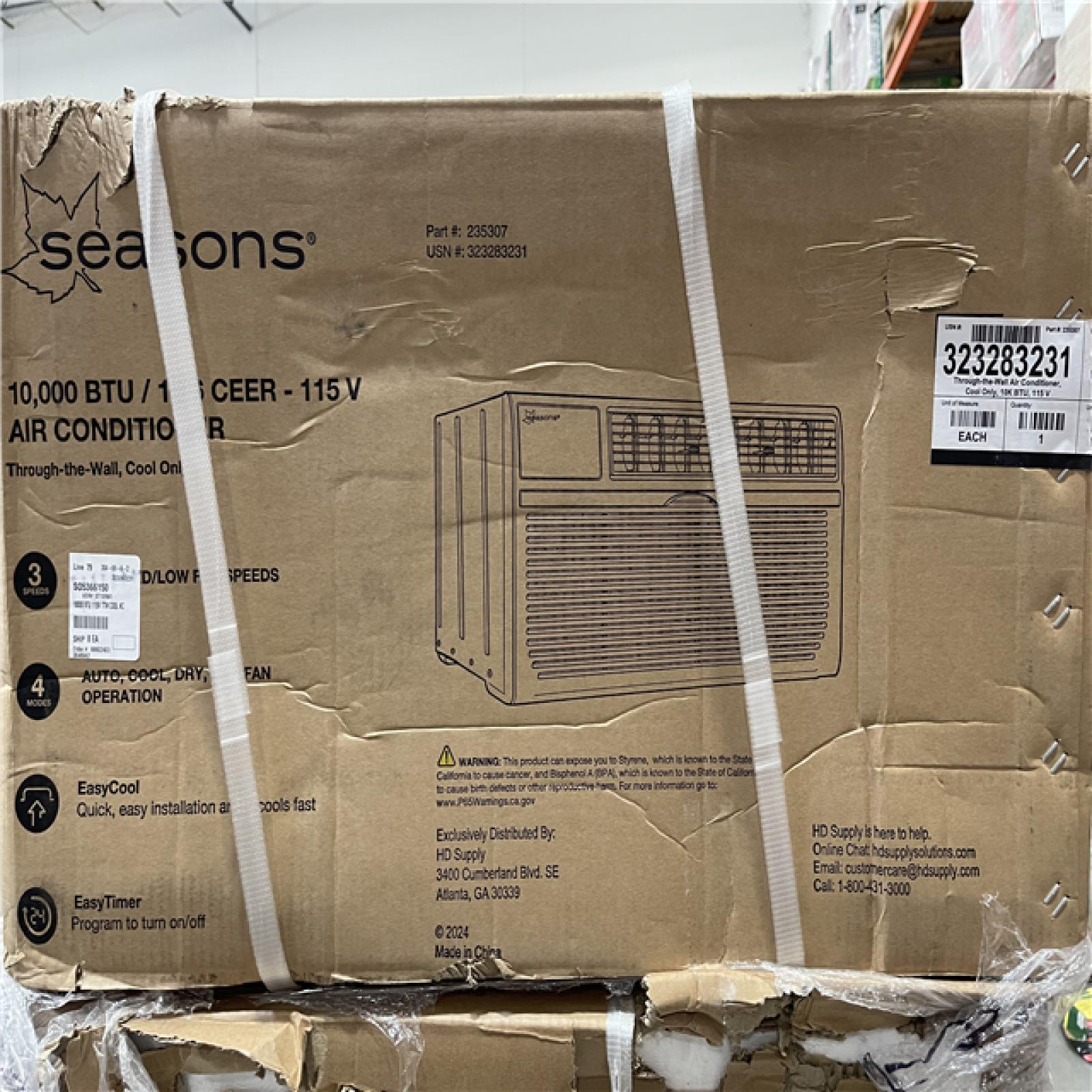 DALLAS LOCATION- SEASONS 10 000BTU AIR CONDITIONER PALLET-(8 UNITS)