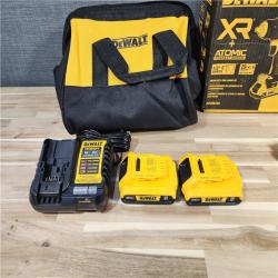 HOUSTON LOCATION - AS-IS DEWALT 20V MAX XR Cordless Drill/Driver, ATOMIC Impact Driver 2 Tool Combo Kit, (2) 2.0Ah Batteries, Charger, and Bag