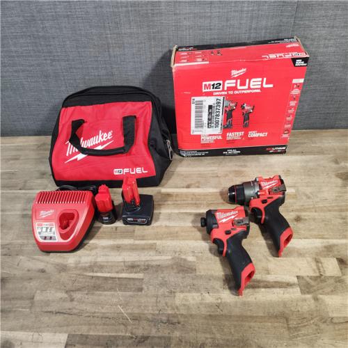 HOUSTON LOCATION - AS-IS Milwaukee 3497-22 12V Brushless Hammer Drill and Impact Driver Combo Kit