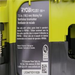 California NEW Ryobi One+ 18V 7.5 Bucket Top Misting Fan Kit  Includes (1) Battery & Charger