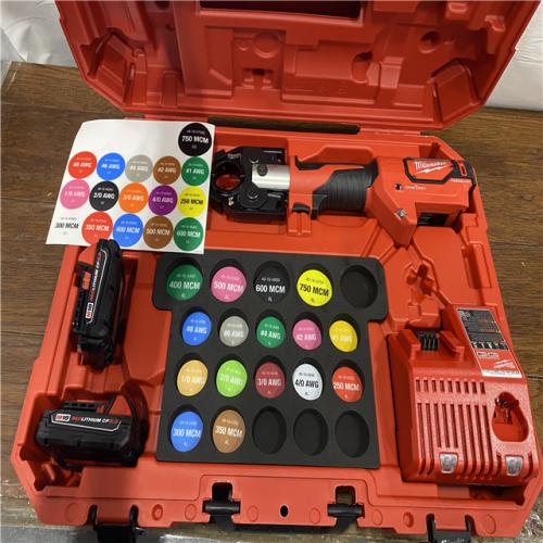 AS-IS M18 18-Volt Lithium-Ion Cordless FORCE LOGIC 600 MCM Crimper Kit W/(2) 2.0Ah Batteries, Charger, Hard Case