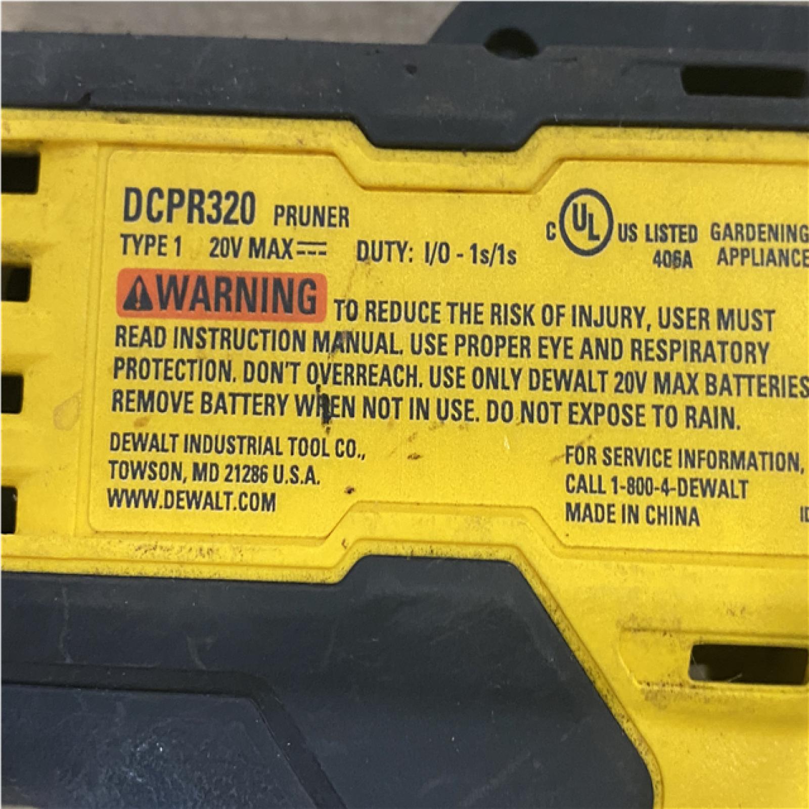 AS-IS DEWALT 20-Volt MAX 1 -1/2 in. Capacity Cordless Battery Powered Pruner (Tool Only)