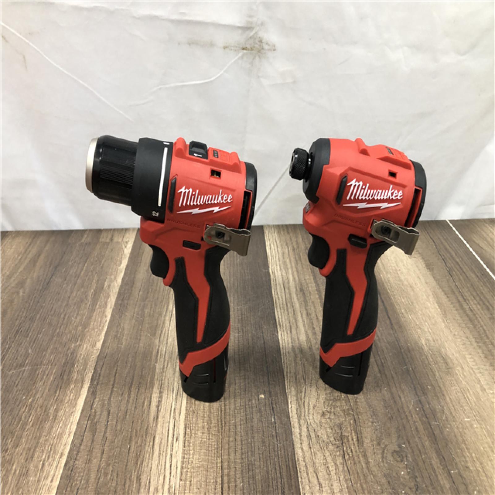 AS-IS Milwaukee 12-Volt Lithium-Ion Brushless Cordless Subcompact Drill and Impact Driver Combo Kit