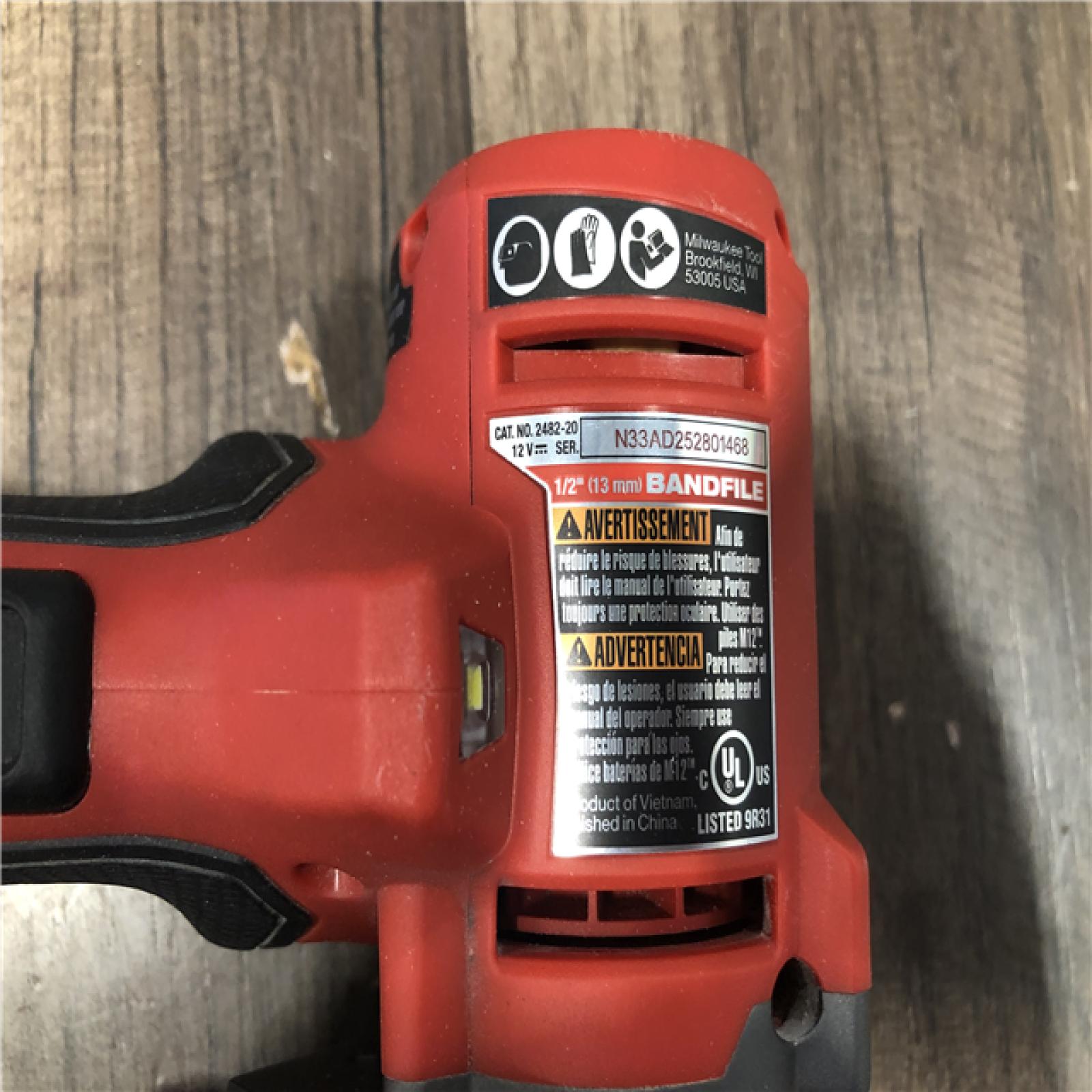 AS-IS Milwaukee  FUEL 12V Lithium-Ion Brushless Cordless 1/2 in. x 18 in. Bandfile (Tool-Only)