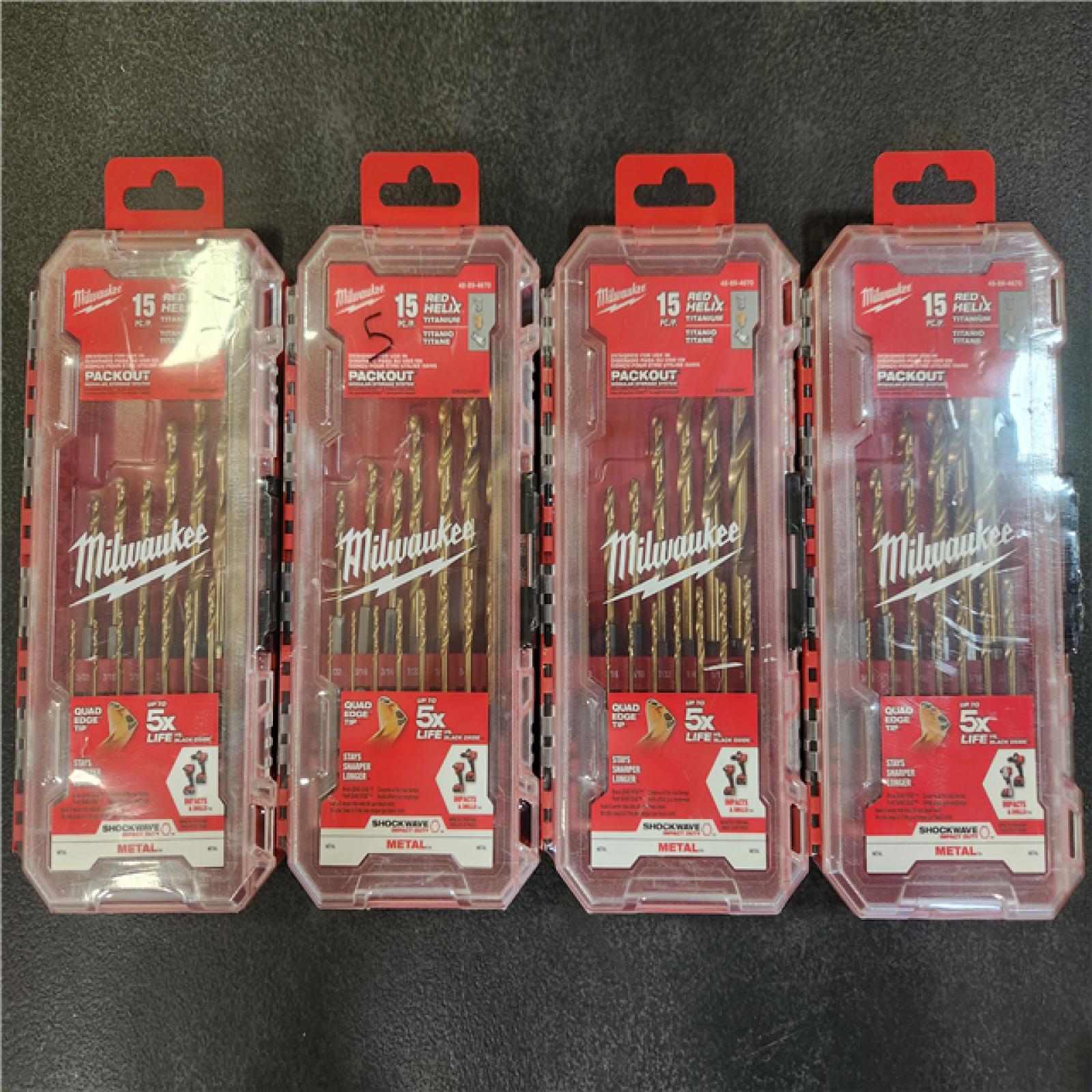 Phoenix NEW Milwaukee SHOCKWAVE Impact Duty Titanium Drill Bit Set (15-Piece) (4-Pack) SEALED