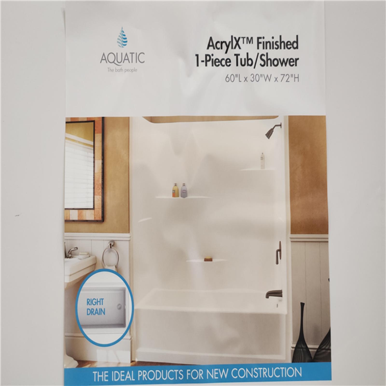 Phoenix Aquatic Everyday Acrylx 60 in. x 30 in. x 72 in. Rectangular Tub Shower Combo Unit with Right Drain in White