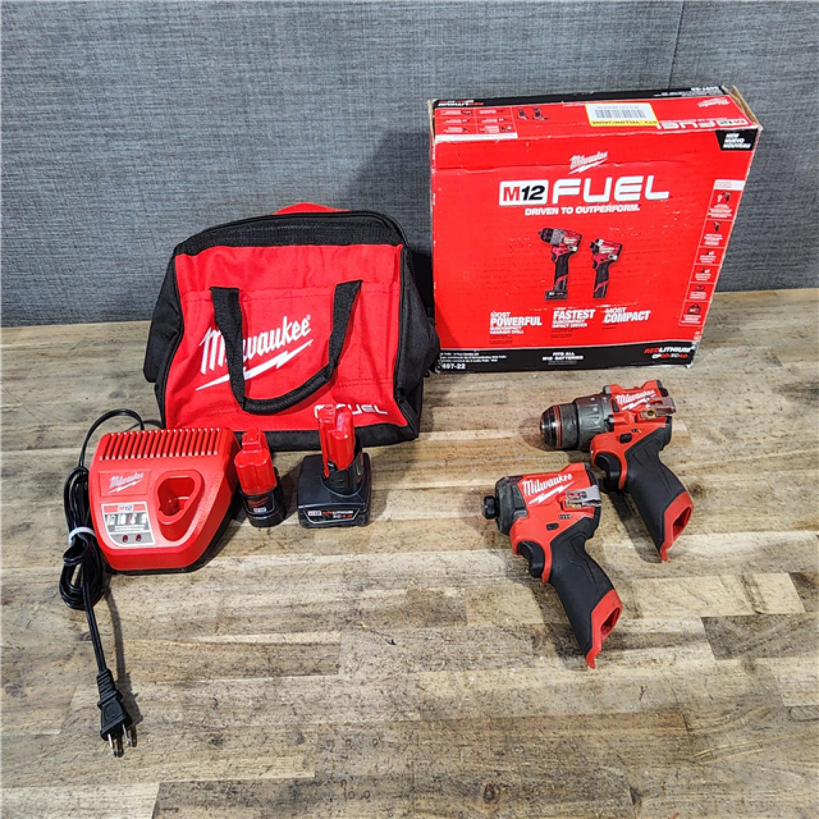 HOUSTON LOCATION - AS-IS Milwaukee 3497-22 12V Brushless Hammer Drill and Impact Driver Combo Kit