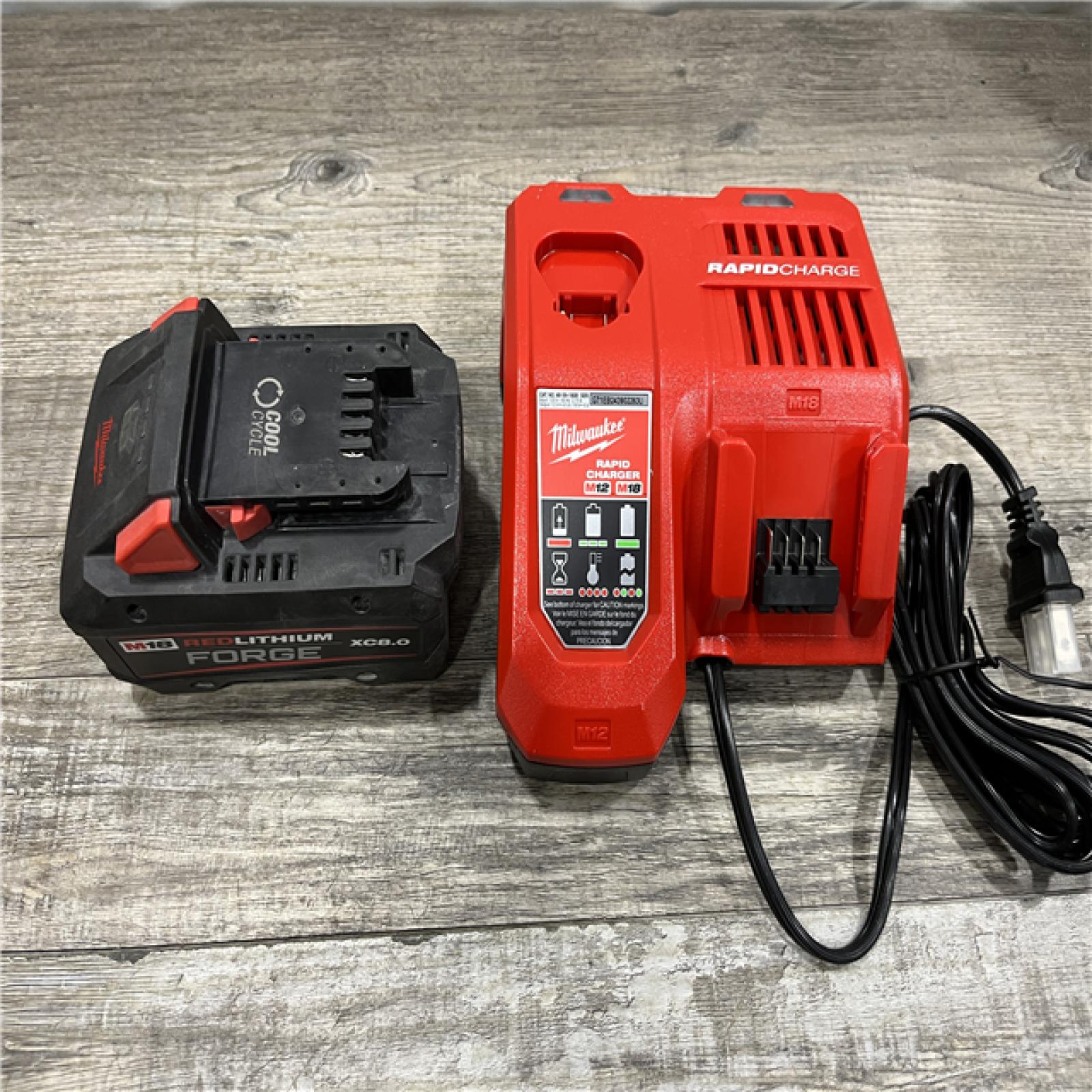 AS-IS Milwaukee 18-Volt Lithium-Ion REDLITHIUM FORGE Starter Kit with 8.0Ah Battery and Rapid Charger