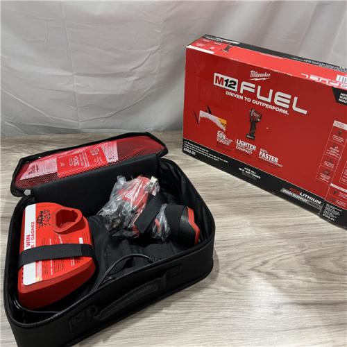 AS-IS Milwaukee FUEL 12V Li-Ion Brushless Cordless Stubby 3/8 in. Impact Wrench Kit