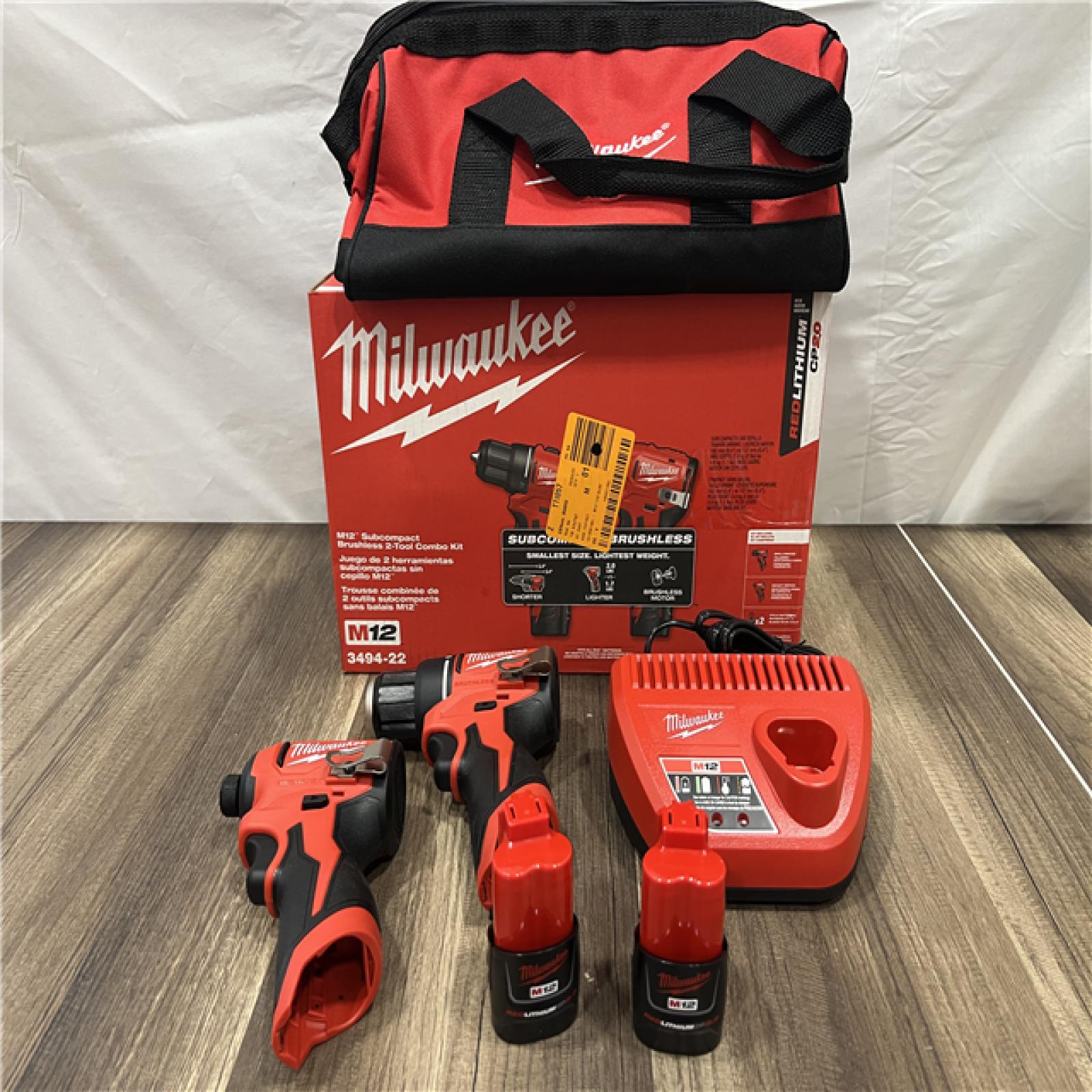 GOOD Milwaukee M12 Cordless Brushless 2 Tool Combo Kit