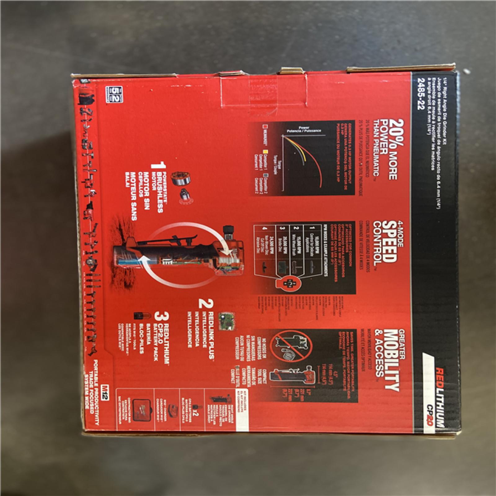 NEW! - Milwaukee M12 FUEL 12V Lithium-Ion Brushless Cordless 1/4 in. Right Angle Die Grinder Kit w/ (2) 2.0Ah Batteries