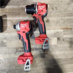 HOUSTON LOCATION - AS-IS Milwaukee M18 18V Lithium-Ion Brushless Cordless Compact Drill/Impact Combo Kit (2-Tool) W/(2) 2.0 Ah Batteries  Charger & Bag