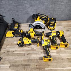 HOUSTON LOCATION - AS-IS (APPEARS LIKE NEW) DEWALT 20-Volt MAX Lithium-Ion Cordless 7-Tool Combo Kit with 2.0 Ah Battery, 5.0 Ah Battery and Charger