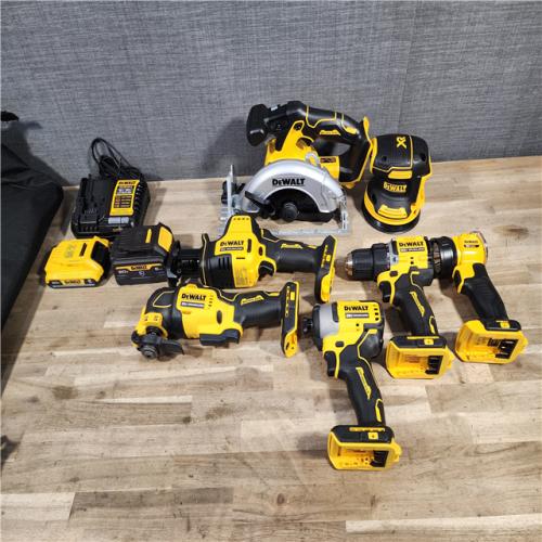 HOUSTON LOCATION - AS-IS (APPEARS LIKE NEW) DEWALT 20-Volt MAX Lithium-Ion Cordless 7-Tool Combo Kit with 2.0 Ah Battery, 5.0 Ah Battery and Charger