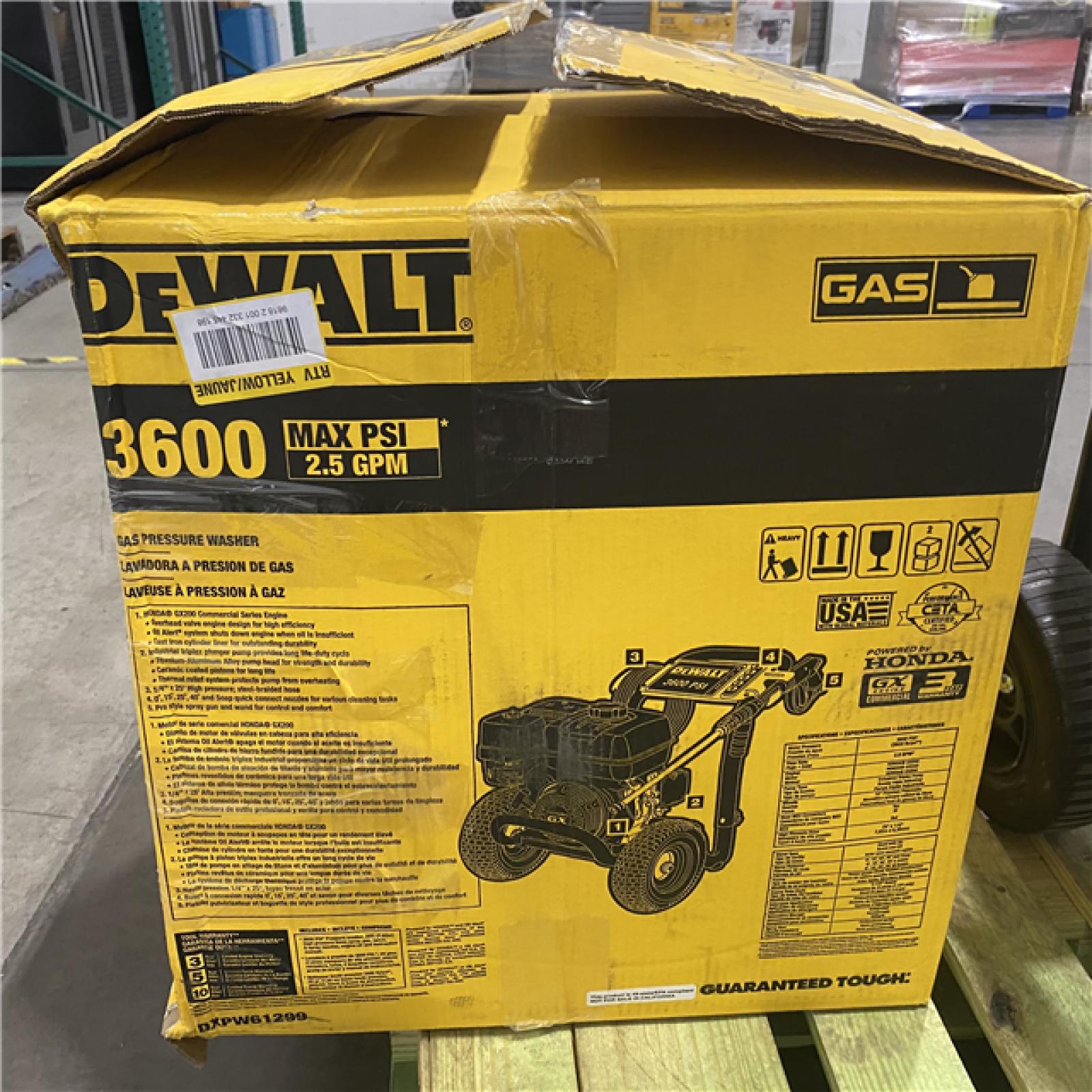 Dallas Location - As-Is DEWALT 3600 PSI 2.5 GPM Gas Pressure Washer