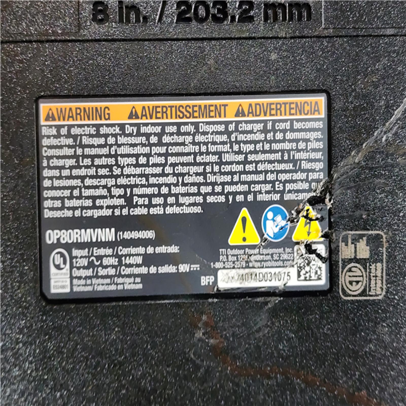 HOUSTON LOCATION - AS-IS Ryobi Lithium-Ion Charger