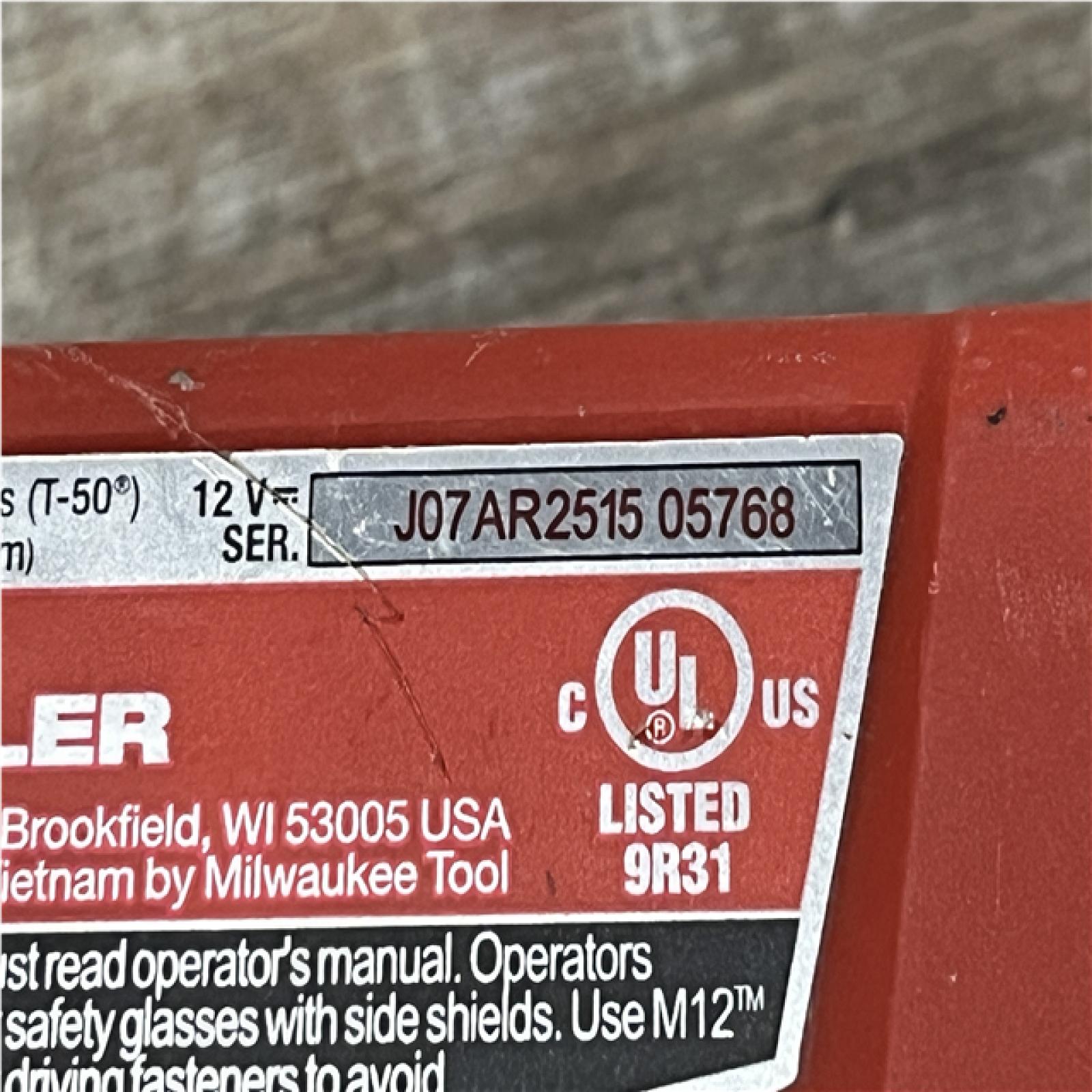 AS-IS Milwaukee 12-Volt Lithium-Ion Cordless 3/8 in. Crown Stapler (Tool-Only)