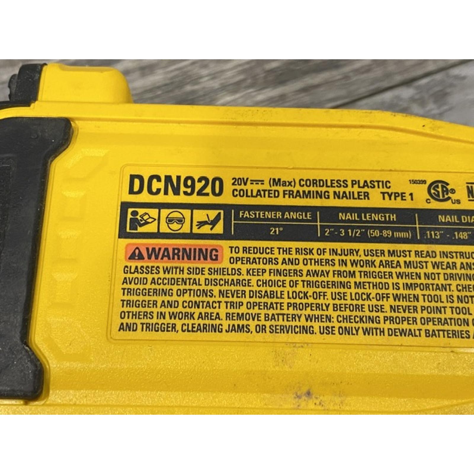 AS-IS DEWALT 20-Volt 21° Cordless Framing Nailer (Tool-Only)