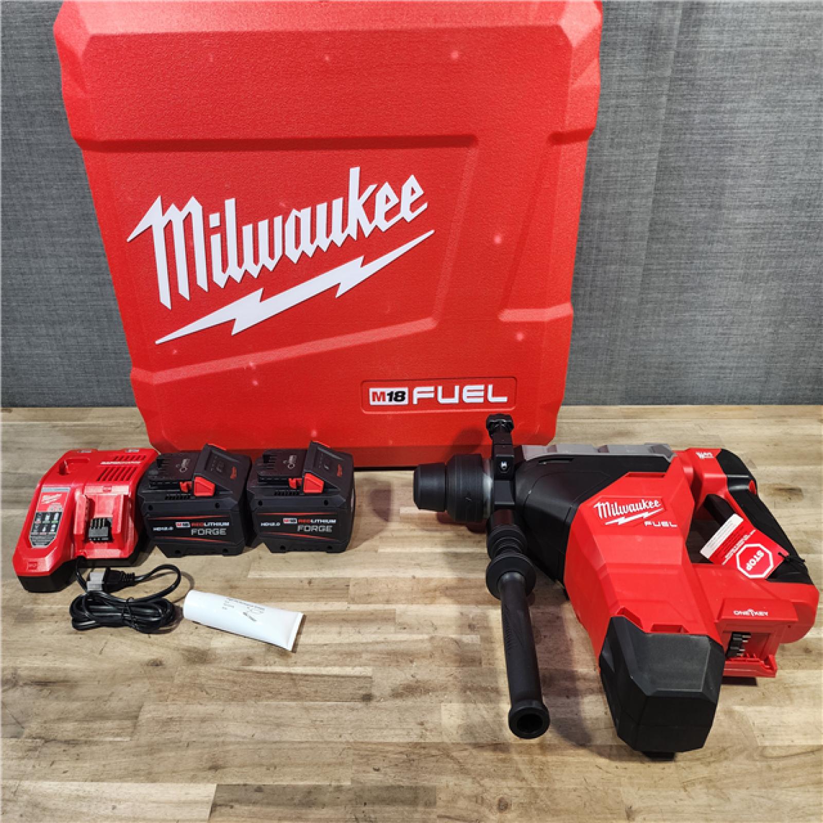 HOUSTON LOCATION - AS-IS (APPEARS LIKE NEW) M18 FUEL ONE-KEY 18V Lithium-Ion Brushless Cordless 1-3/4 in. SDS-MAX Rotary Hammer with Two FORGE 12.0 Ah Battery & CHARGER