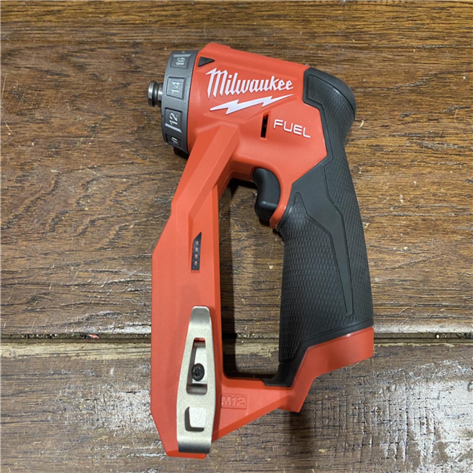 AS-IS Milwaukee M12 FUEL 12V Lithium-Ion Brushless Cordless 4-in-1 Installation 3/8 in. Drill Driver Kit with 4-Tool Heads