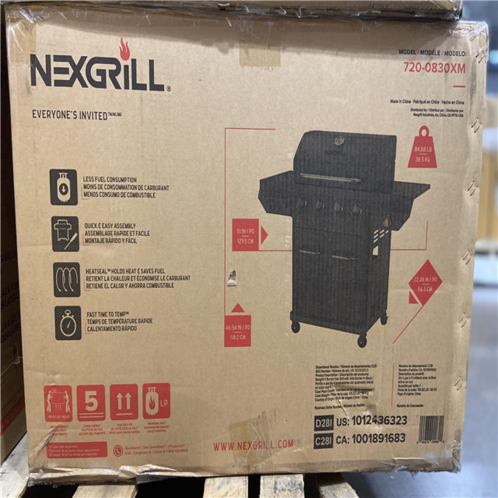 DALLAS LOCATION - Nexgrill 4 Burner with Side Burner Propane Gas Grill in Black