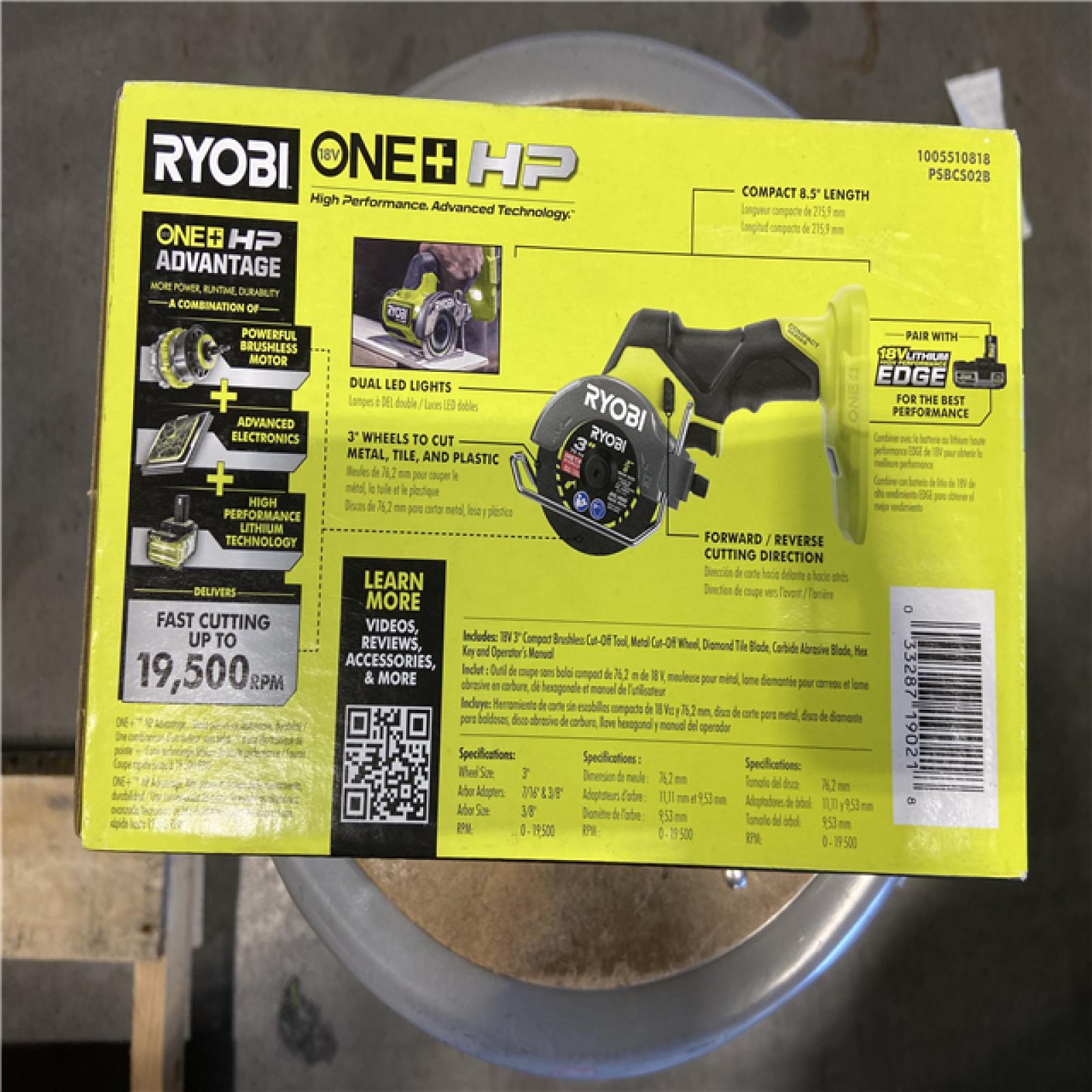 LIKE NEW! - RYOBI ONE+ HP 18V Brushless Cordless Compact Cut-Off Tool (Tool Only)