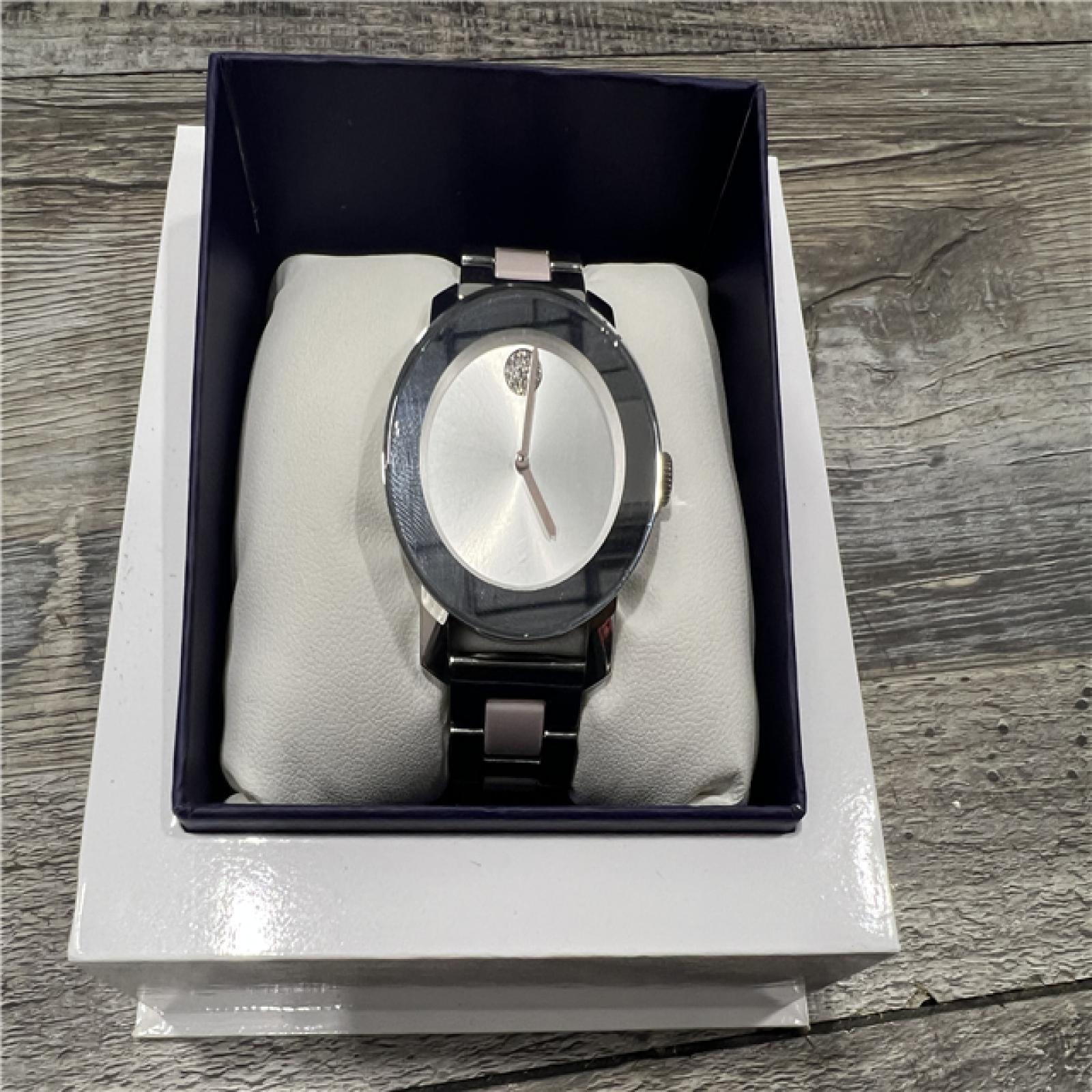 AS-IS MovadoBold Ceramic Silver Dial Steel and Ceramic Women's Watch 3600801